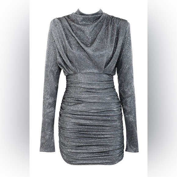 RARE House of CB 'Irena' Silver Sparkle Draped Dress NWT - Picture 16 of 16